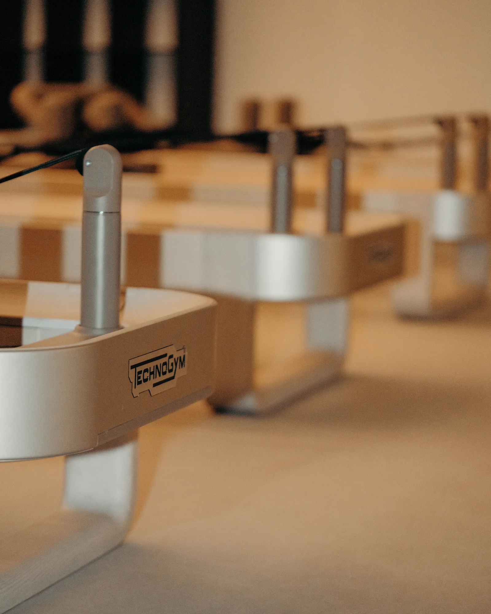 Close-up of a Technogym reformer carriage at the ONE PULS studio